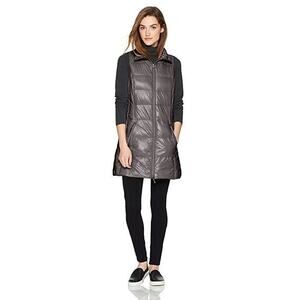 Coatology Chrome Grey Puffer Tunic Down Feather Filled Vest Size Small Excellent